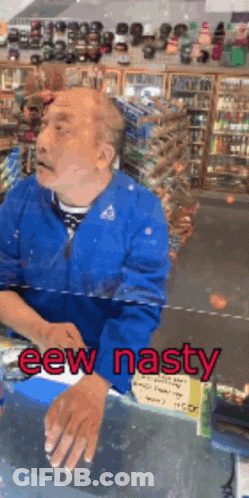 Man In Blue Jacket Saying Eew Nasty GIF