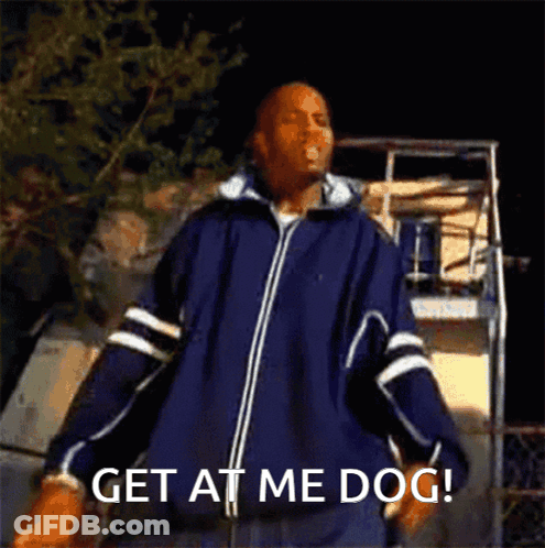 Man In Blue Jacket Saying Get At Me Dog GIF
