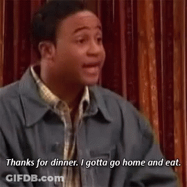 Man In Blue Jacket Saying Thanks For Dinner I Gotta Go Home And Eat GIF