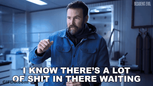 Man In Blue Jacket Says I Know There Is A Lot Of Shit In There Waiting GIF