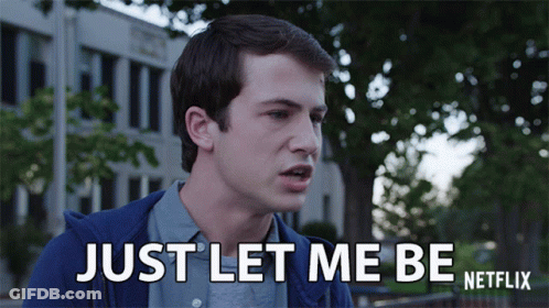 Man In Blue Jacket Says Just Let Me Be GIF