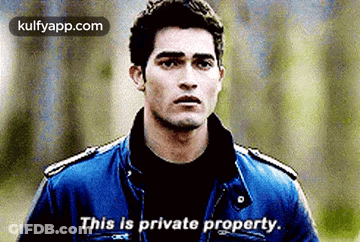 Man In Blue Jacket Says This Is Private Property GIF