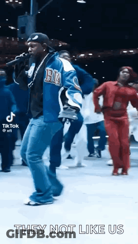 Man In Blue Jacket Singing GIF