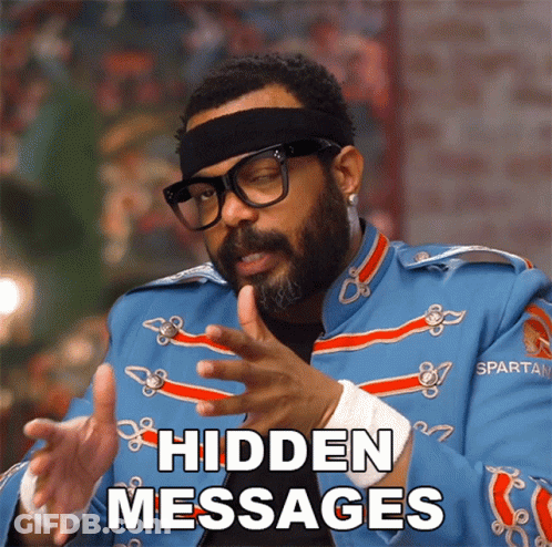 Man In Blue Jacket With Hidden Messages GIF
