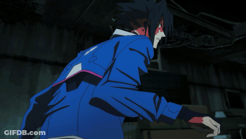 Man In Blue Jacket With Red Face Paint GIF