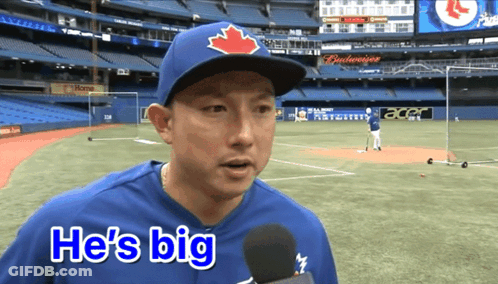 Man In Blue Jays Hat Interviewed By Man In Suit GIF