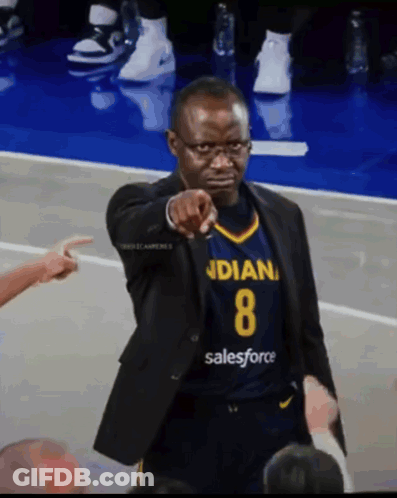 Man In Blue Jersey Number 8 Pointing GIF