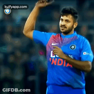 Man In Blue Jersey With India GIF