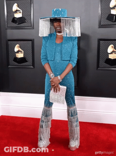 Man In Blue Jumpsuit And Silver Hat GIF