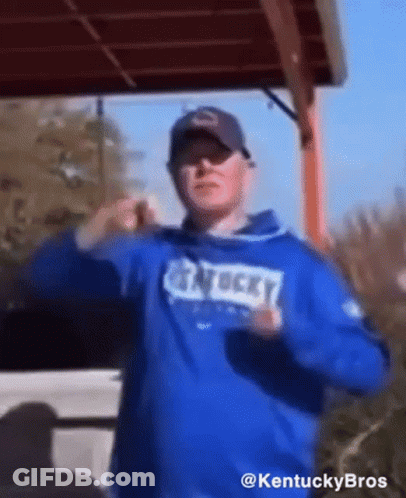 Man In Blue Kentucky Sweatshirt Dancing GIF