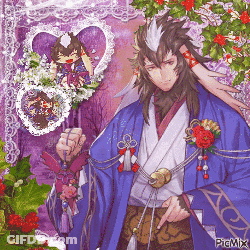 Man In Blue Kimono With Picmix GIF