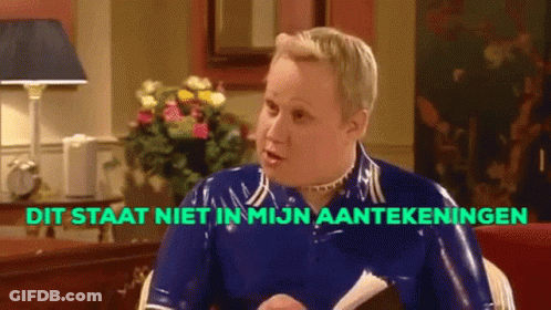 Man In Blue Latex Jacket Dit Staat Niet In Mijn Aantekenen GIF