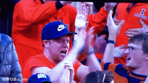 Man In Blue Nike Hat Screaming In Stands GIF
