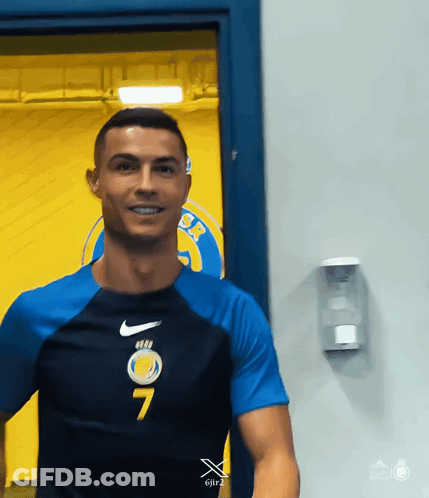Man In Blue Nike Shirt Number 7 GIF