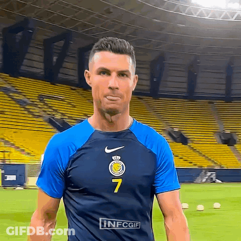Man In Blue Nike Shirt Number 7 GIF