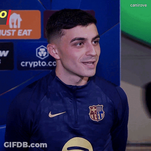 Man In Blue Nike Shirt With FCB Logo GIF