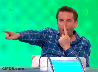 Man In Blue Plaid Shirt Making Funny Face Pointing GIF