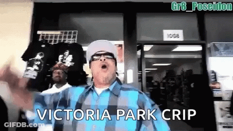 Man In Blue Plaid Shirt Saying Victoria Park Crip GIF
