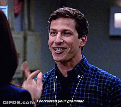 Man In Blue Plaid Shirt Smiling Says I Corrected Your Grammar GIF