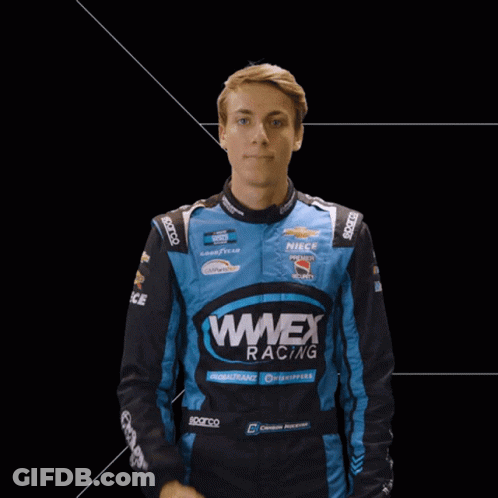 Man In Blue Racing Jacket Covering Face GIF