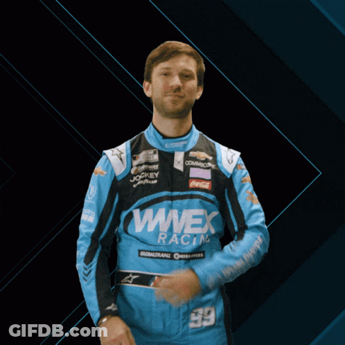 Man In Blue Racing Suit Number 99 GIF