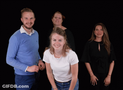 Man In Blue Ralph Lauren Sweater Beside Three Women GIF