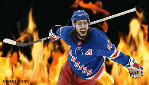 Man In Blue Rangers Hat Sitting In Stadium GIF