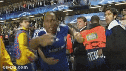 Man In Blue Samsung Shirt Surrounded GIF
