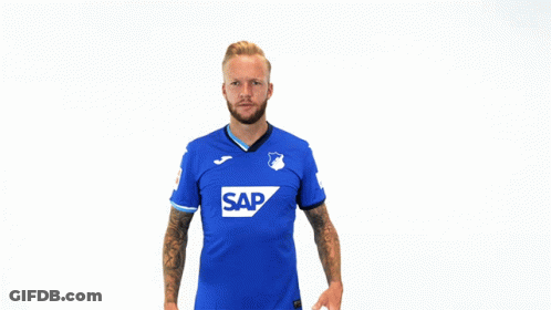 Man In Blue Sap Shirt Holding Head GIF