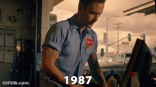 Man In Blue Shirt 1987 GIF