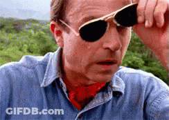Man In Blue Shirt Adjusting Sunglasses GIF