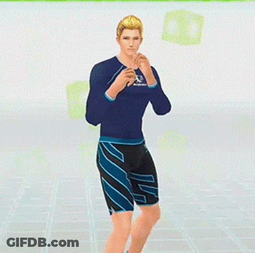Man In Blue Shirt And Black Shorts GIF