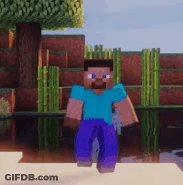Man In Blue Shirt And Blue Pants Minecraft GIF