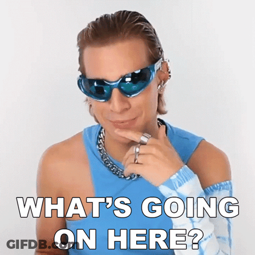 Man In Blue Shirt And Sunglasses Saying What's Going On GIF