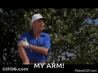 Man In Blue Shirt And White Hat On Golf Course GIF
