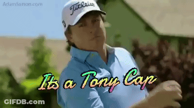 Man In Blue Shirt And White Hat Saying It's A Tony Cap GIF