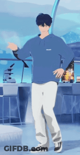 Man In Blue Shirt And White Pants GIF
