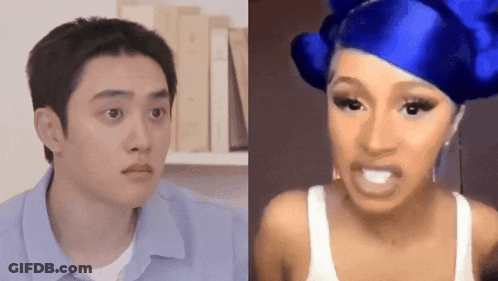 Man In Blue Shirt And Woman With Blue Hair GIF