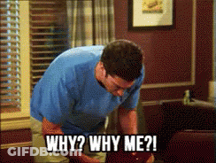 Man In Blue Shirt Asking Why Why Me GIF