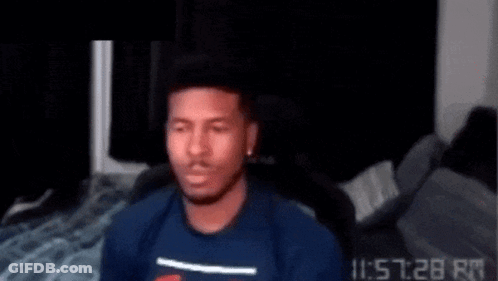Man In Blue Shirt At Computer Screen 11:53 GIF