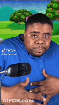 Man In Blue Shirt At Microphone TikTok GIF