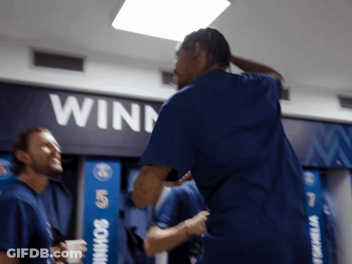 Man In Blue Shirt By Winn Sign GIF