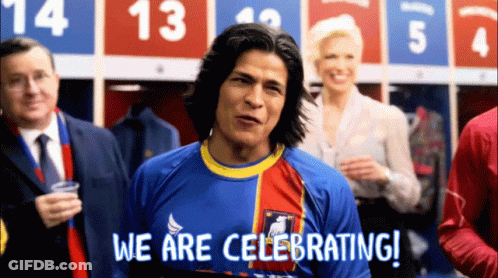 Man In Blue Shirt Celebrating GIF
