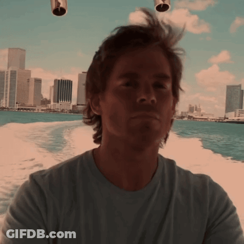 Man In Blue Shirt City Skyline GIF