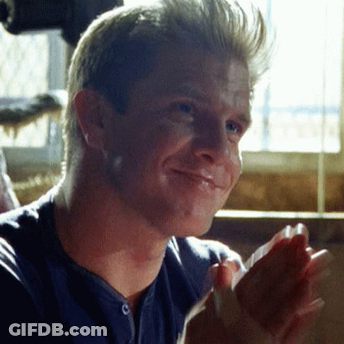 Man In Blue Shirt Clapping And Smiling GIF