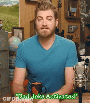 Man In Blue Shirt Coffee Dad Joke Activated GIF