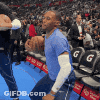 Man In Blue Shirt Dancing In Front Of Crowd GIF