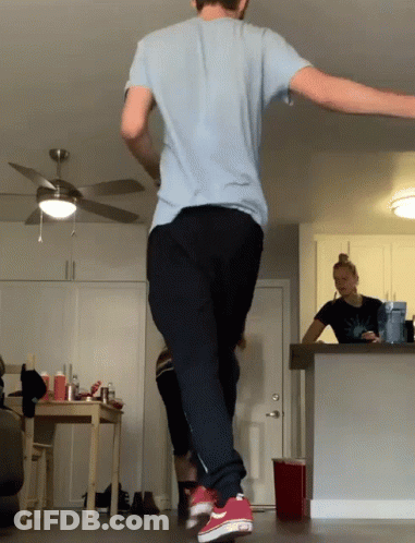 Man In Blue Shirt Dancing GIF