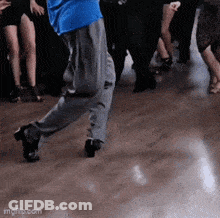 Man In Blue Shirt Dancing GIF