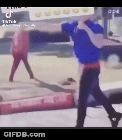 Man In Blue Shirt Fighting Man In Red Shirt GIF